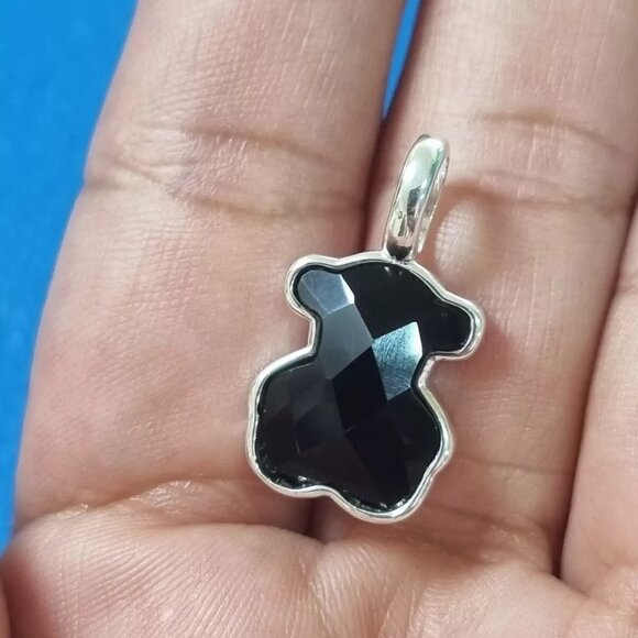 Tous Sterling Silver Medium Onyx Bear Pendant 15mm - Picture 2 of 7